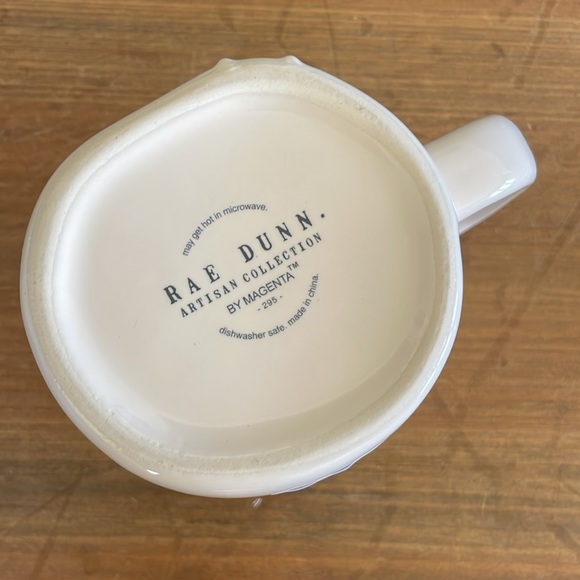 Rae Dunn "Calm" Mug White raised flowers with purple center NWOT (14) - Picture 3 of 3